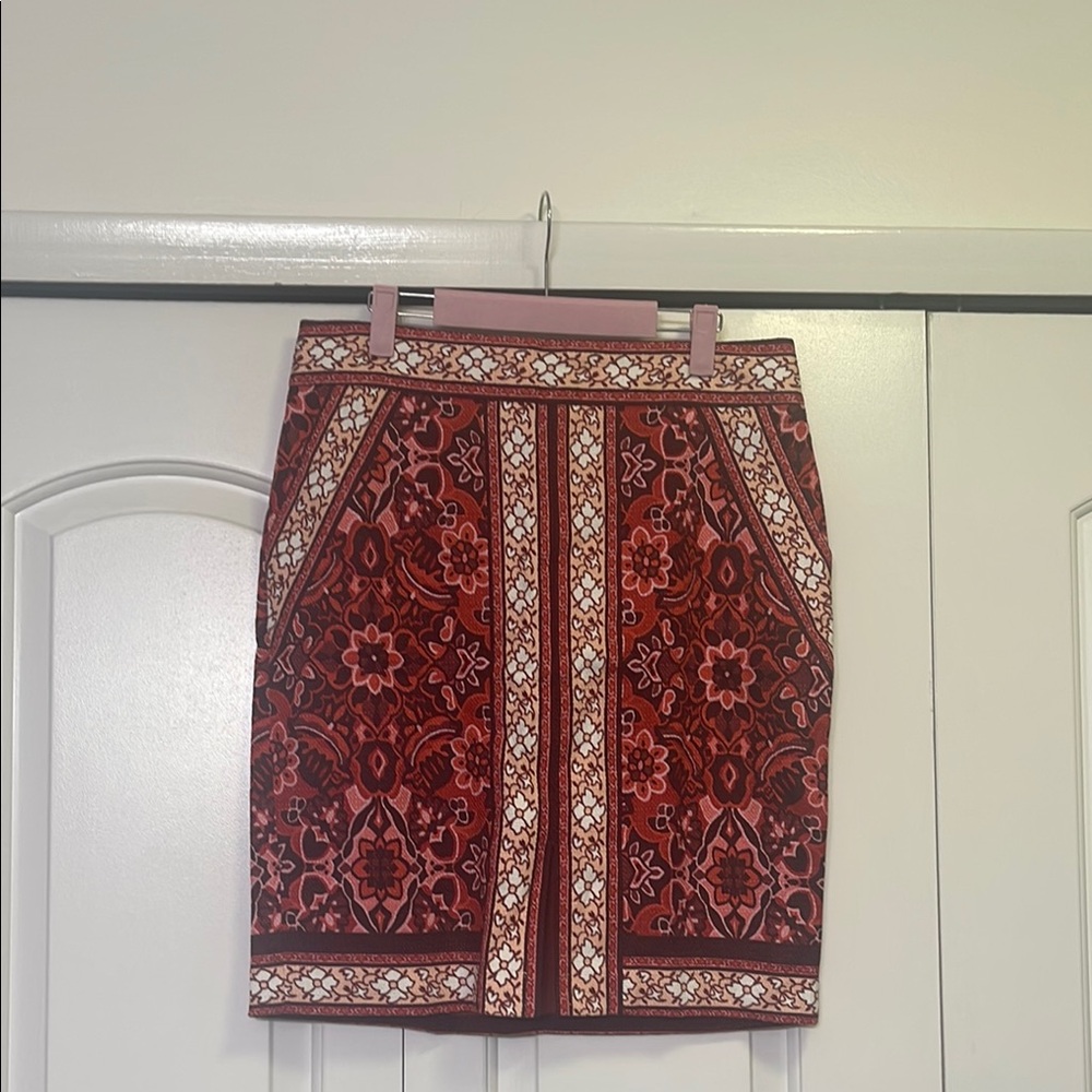 LOFT Red Embellished Mini Pencil Skirt